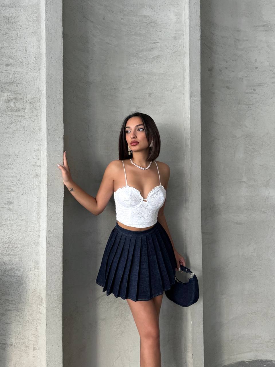 Denim Pleated Skort β Casual & Chic π