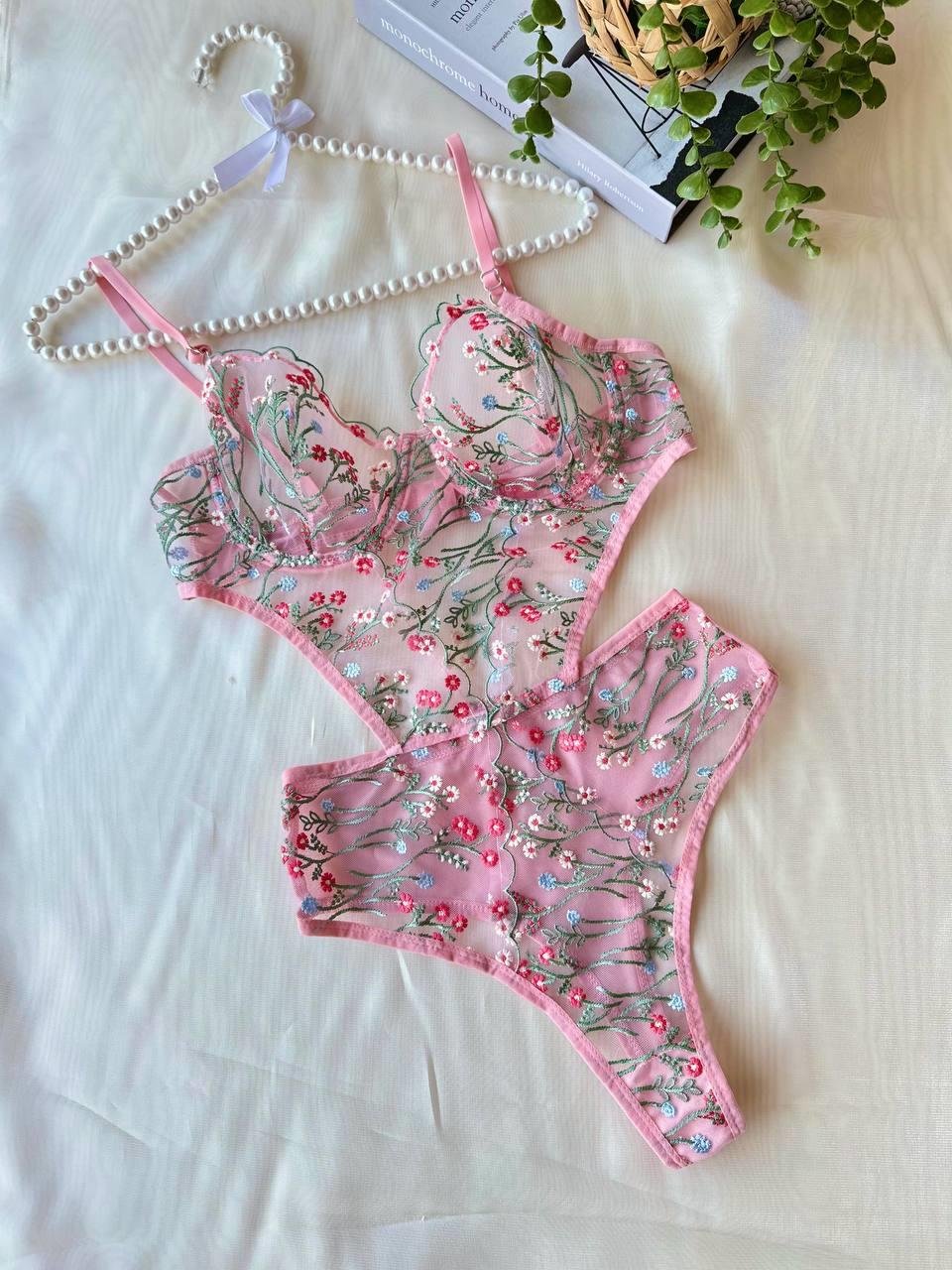 Floral Pink Bodysuit – Soft & Stretchy