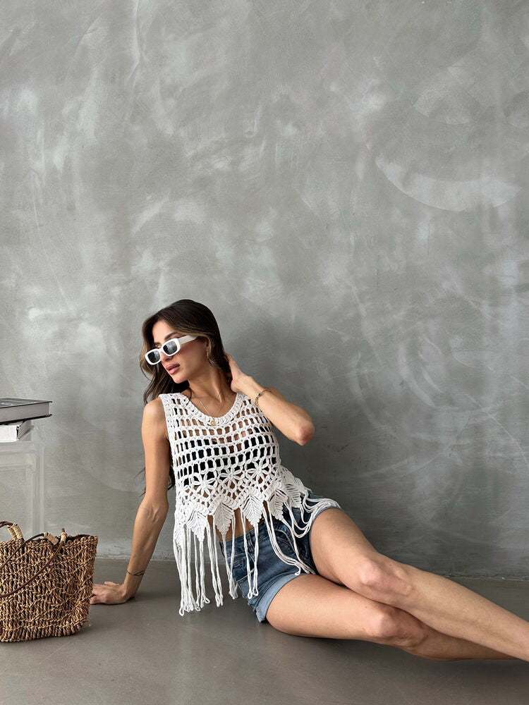 Santorini Crochet Top