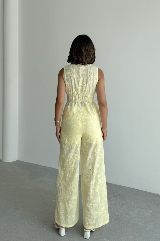 Butter Yellow Embroidered Voile Blouse & Shorts Set - Butter Yellow Organic Cotton