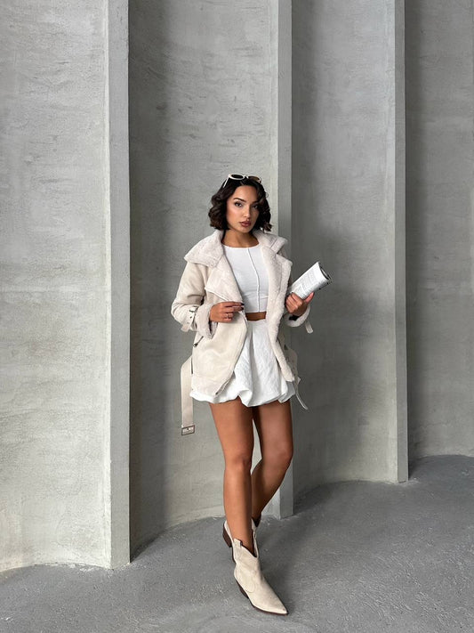 Verona Suede Cream Jacket – Soft, Elegant & Timeless