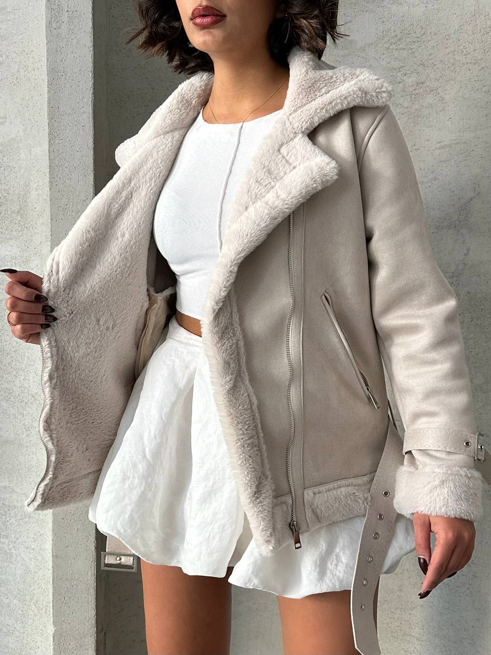 Verona Suede Cream Jacket – Soft, Elegant & Timeless