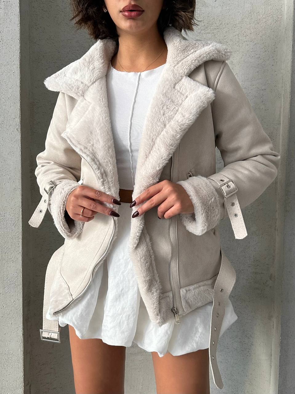 Verona Suede Cream Jacket – Soft, Elegant & Timeless