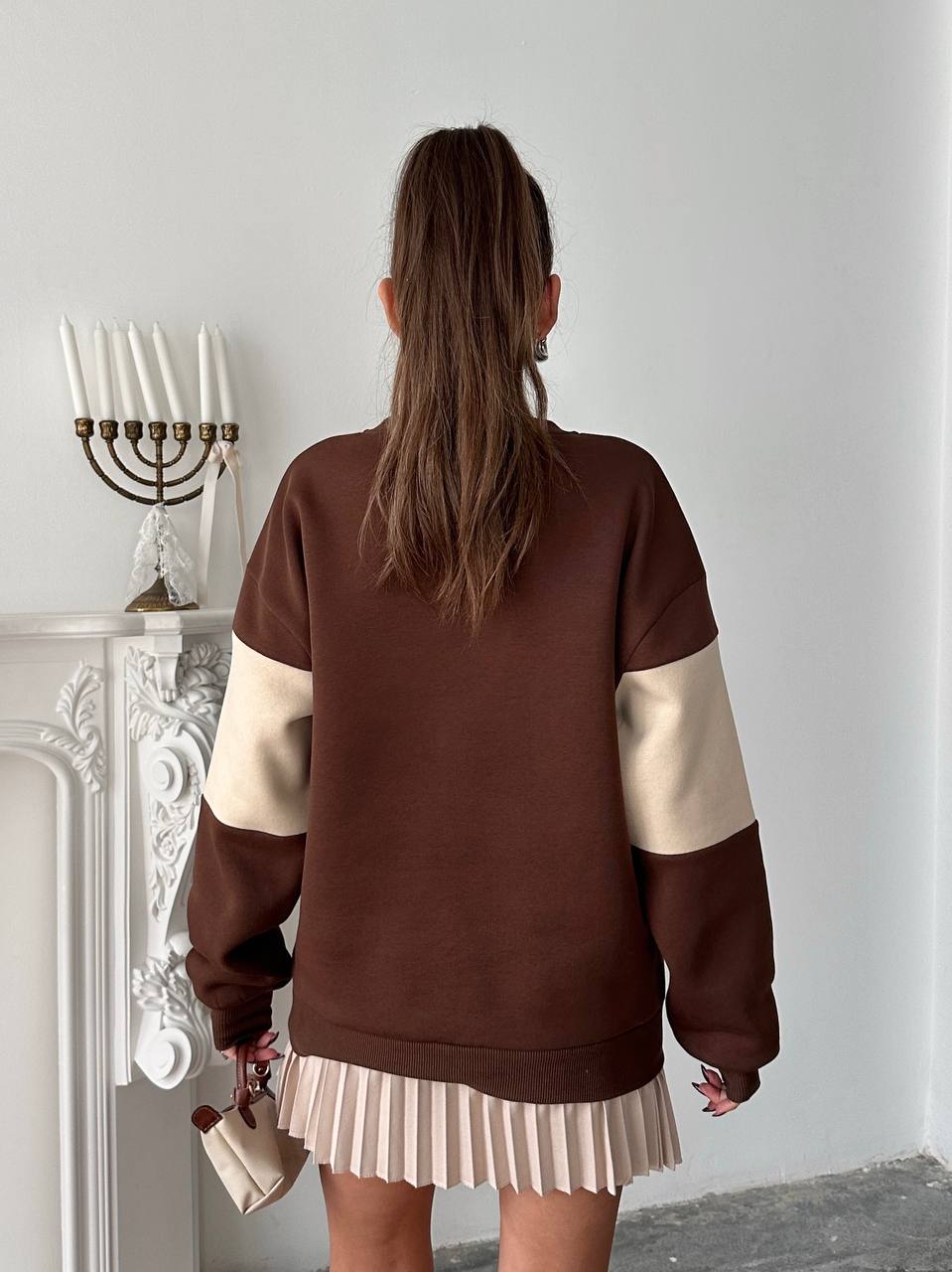 New York Oversized Sweatshirt – Chocolate Beige | Premium 3-Thread Fleece
