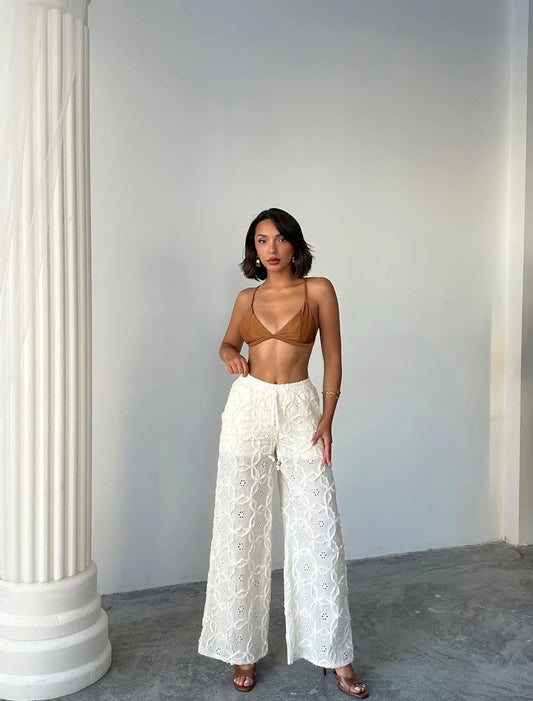 Elara Embroidered Pants – 100% Cotton